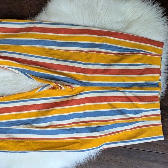 Free People Real Deal Front Spilt Flare Striped Pants L Large Bell Bottoms - Picture 4 of 7